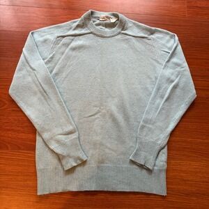 Vintage Sears Classics Men's L Wool Blend Sweater Made in Italy Blue Crewneck